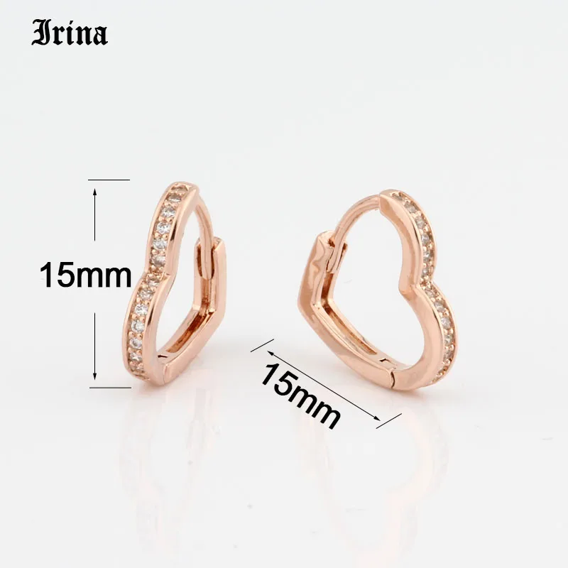 Hoop Earrings Small Heart-shaped earring 585 rose gold color with exquisite zircon fashion earrings Jewelry Wedding accessories