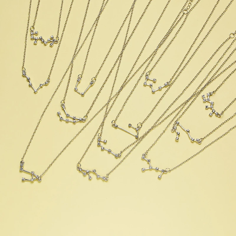 Todorova 12 Zodiac Signs Necklace Crystal Taurus Capricorn Scorpio Twelve Constellation Pendant Necklaces Women Wedding Jewelry