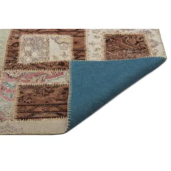 

Handmade Beige Vintage Overdyed Patchwork Area Rug 197x284 Cm-6'6''X9'4''