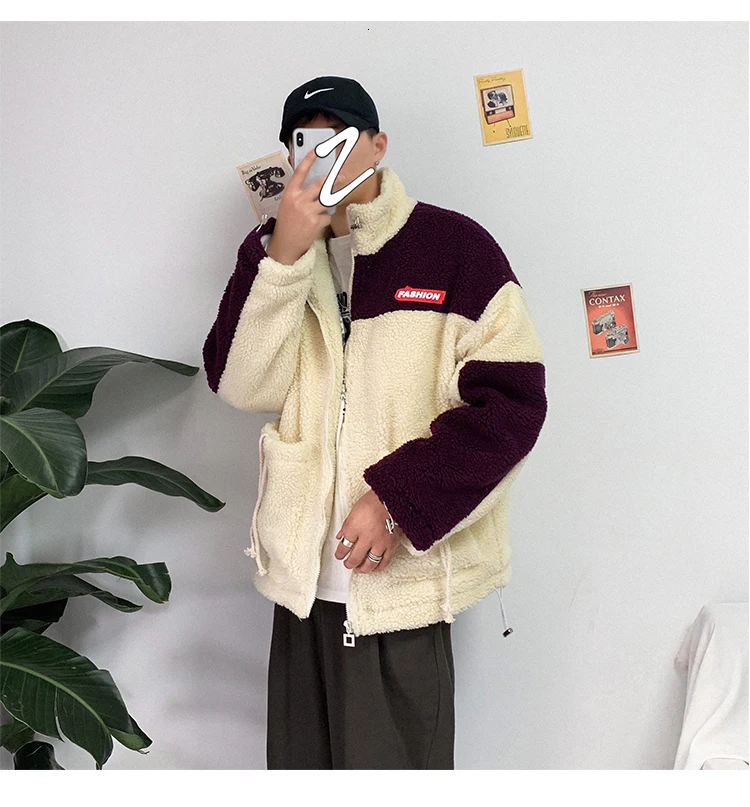 Winter Korean Version Of Europe And The New Thickening Lapel Loose Stitching Wool Liner Woolen Coat