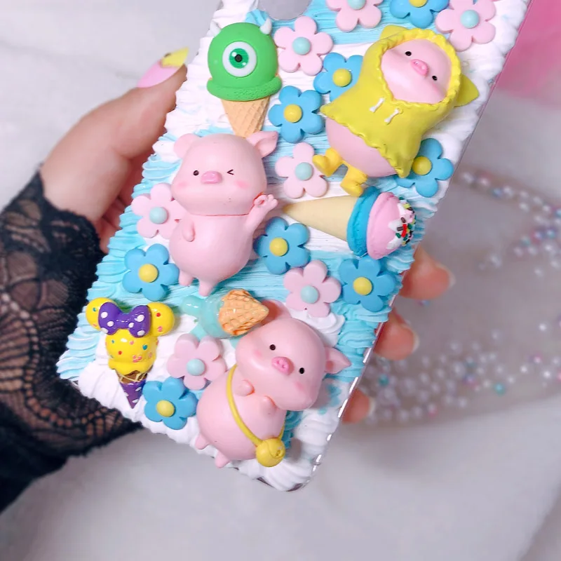 Для samsung note10 plus+ DIY чехол note 8/9 милый 3D поросенок чехол для телефона Galaxy s8/s9/s10+ s6/s7edge ручной работы кремовый чехол подарок для девочки