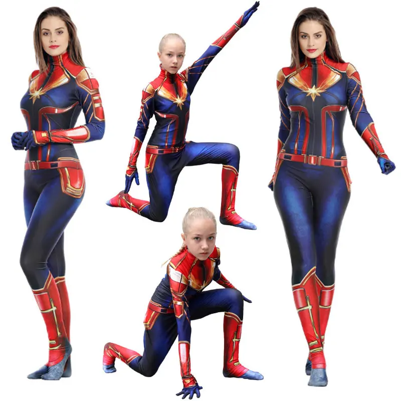 

2020Women Cosplay Captain Marvel Costume Movie Version Captain Marvel Halloween Adult Carol Danvers 3D Jumpsuit Bodysuit