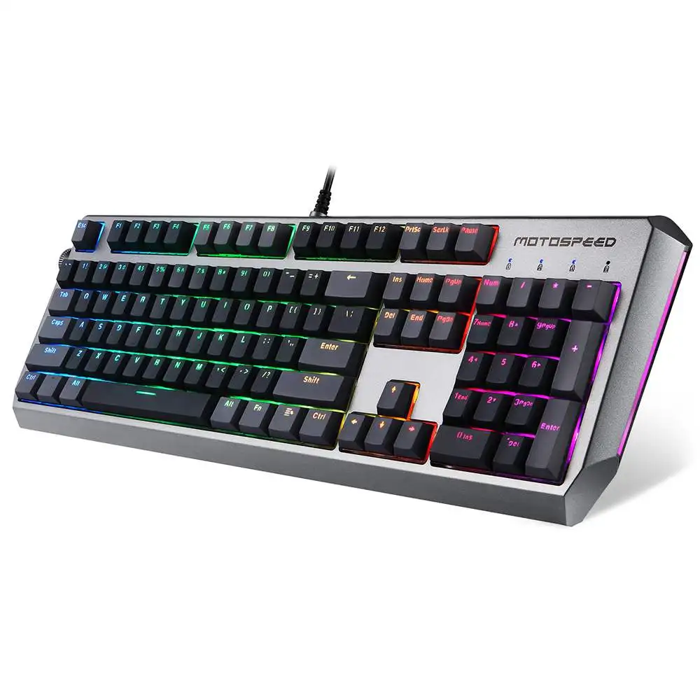 

MOTOSPEED CK80 RGB Mechanical Keyboard Gold/Gray Switch Anti-ghost 12 Lighting 104 Keys RGB Back-light Keyboards for Gaming