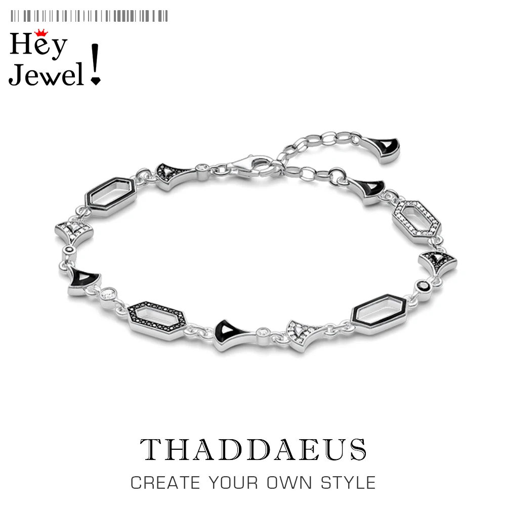 

Black Asian Ornament Link Chain Bracelet For Women 925 Sterling Silver Jewelry Dragon Nights Collection Special Gift