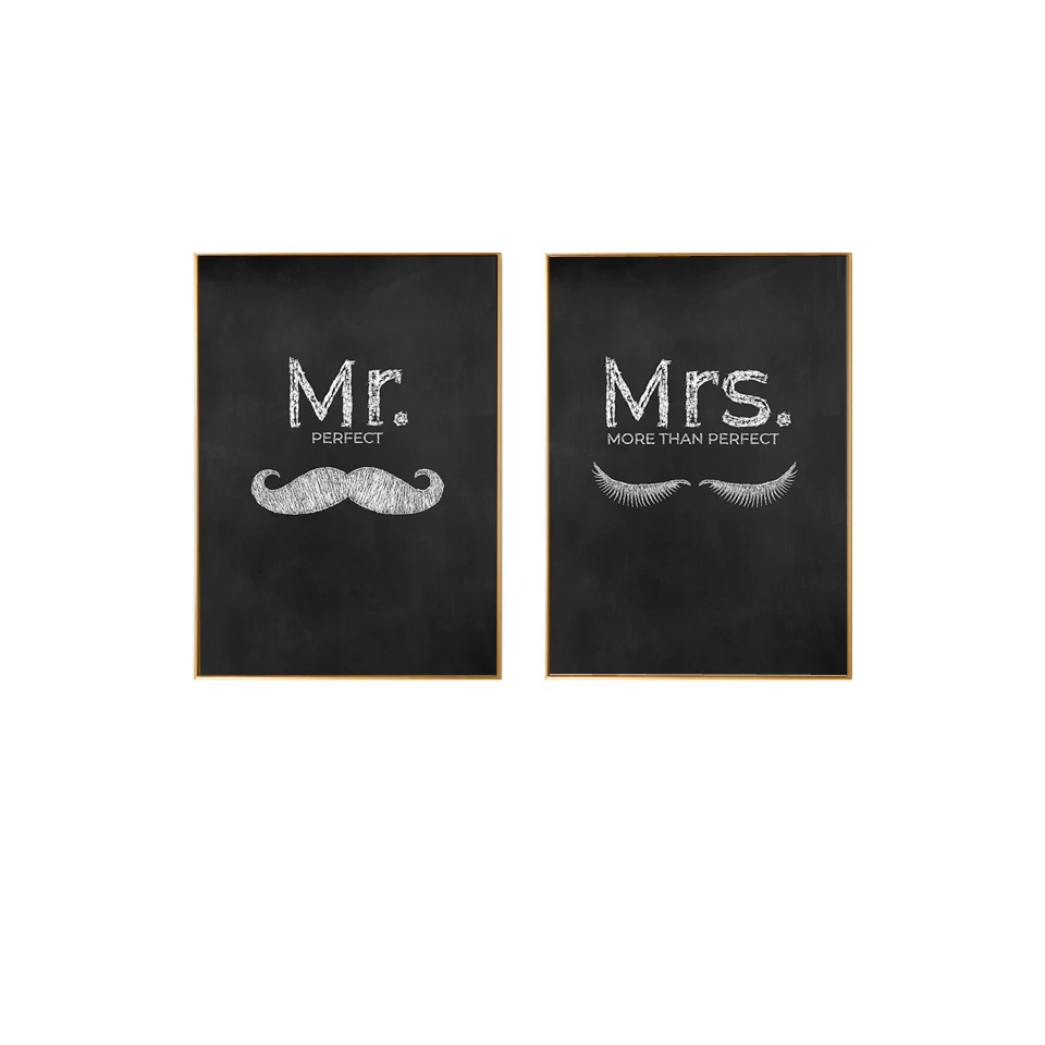 Mr Mrs family простые цитаты настенное Искусство Холст плакат минималистичный принт пара юбилей картины для декора гостиной - Цвет: Picture 2