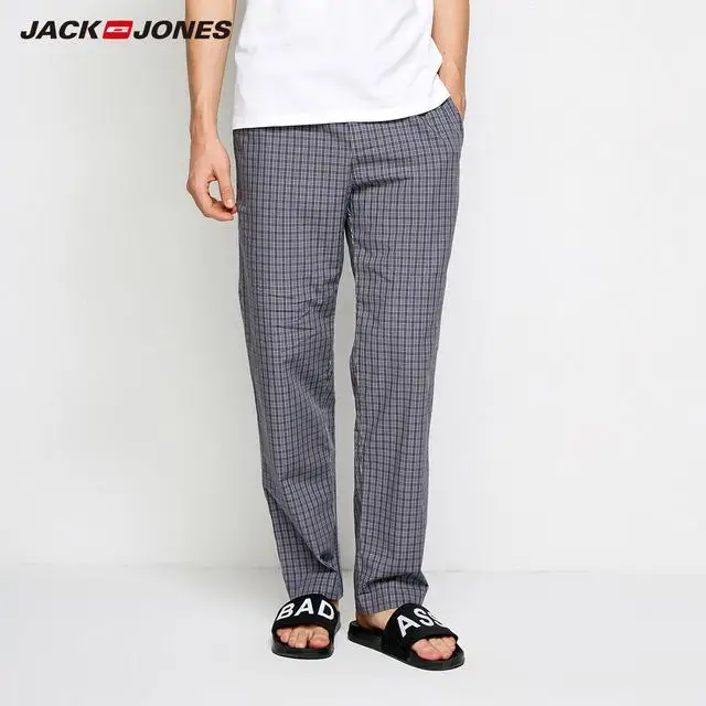 JackJones, мужская хлопковая Домашняя одежда, брюки на шнурке, облегающие, модные брюки, Мужская одежда, бренд 2183HC502 - Цвет: NIGHT SKY