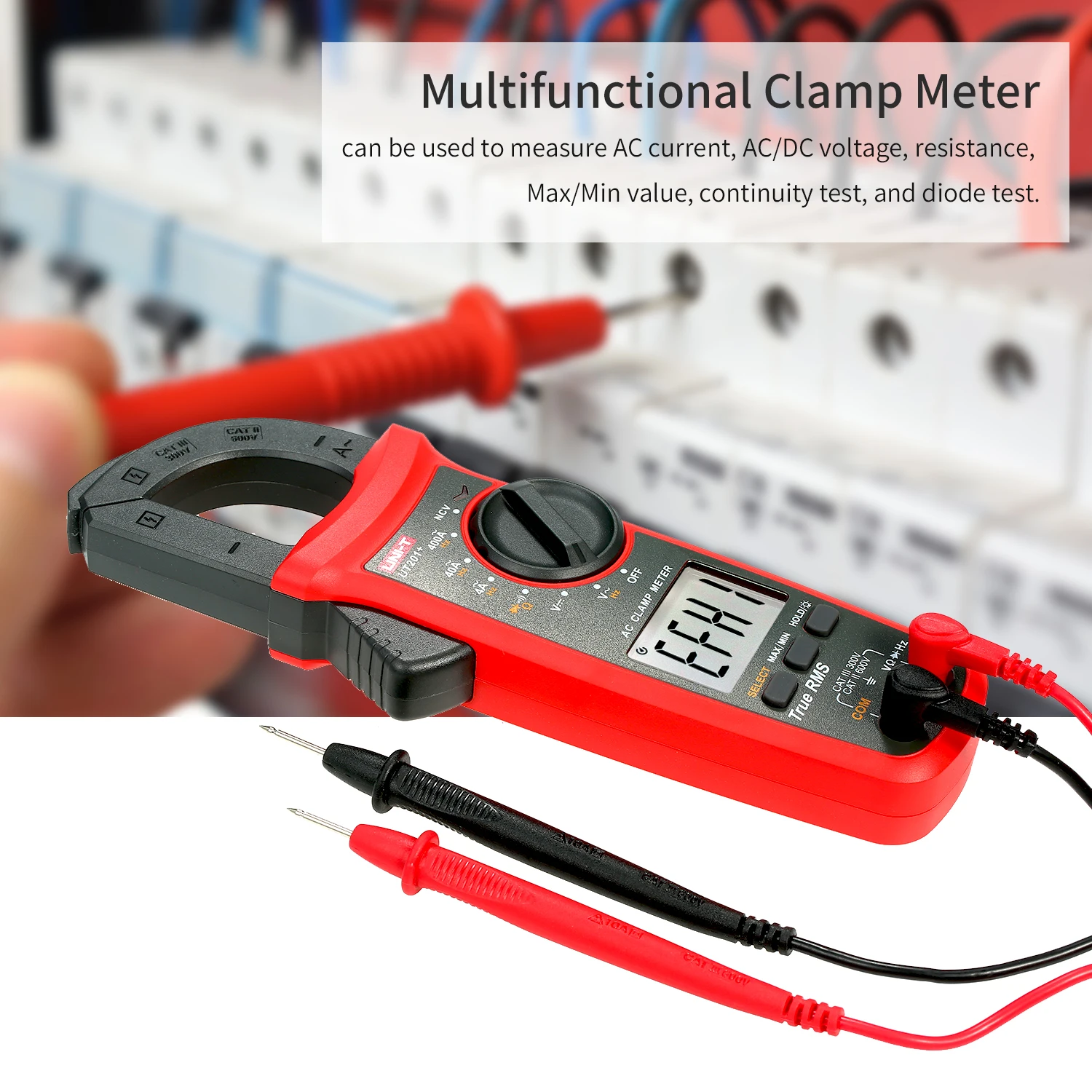 UNI-T UT201+ 4000 отсчетов цифровой клещи истинный RMS мультиметр зажим Амперметр измеритель напряжения NCV Тест Универсальный измеритель er