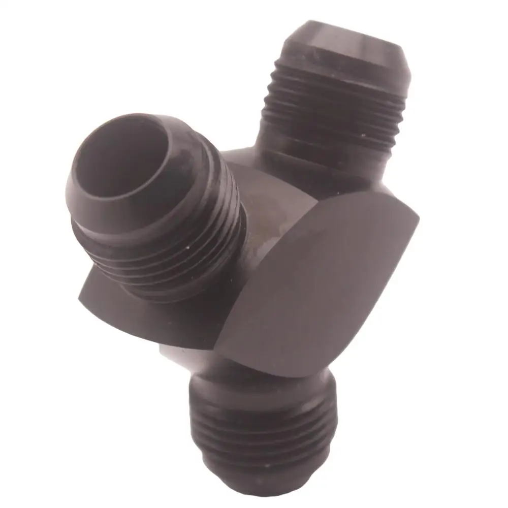 AN10 10AN to 2X 10AN AN10 Aluminium Male Flare Y Block Fitting Adapter Black