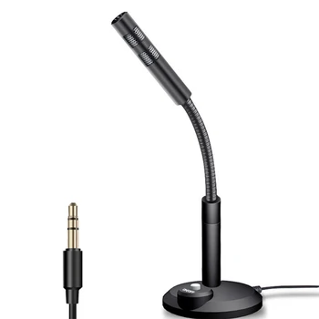 

Computer Laptop Desktop Microphone With 3.5mm Jack Sensitive Freestanding Universal Adjustable Angle Noise Reduction Home Office
