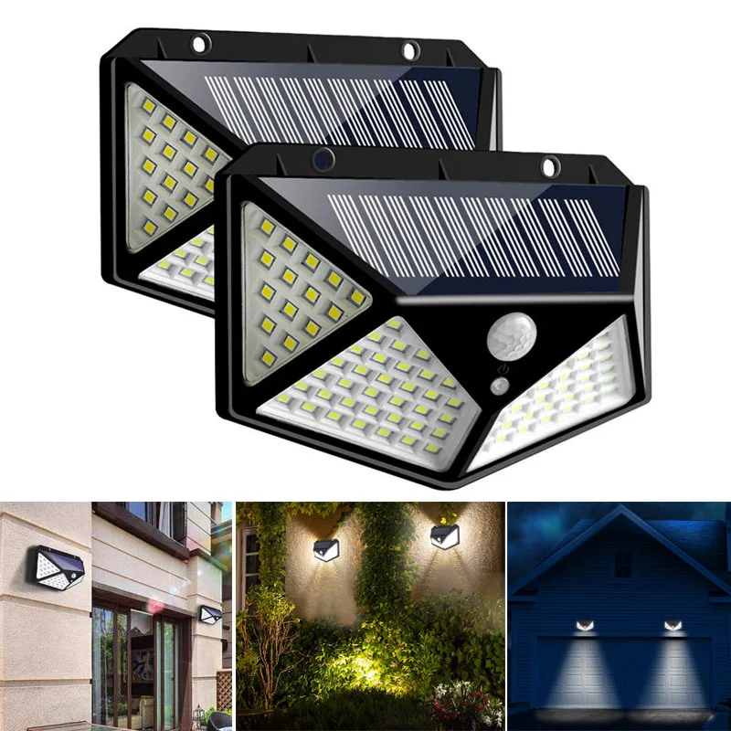 100 LED Solar Light Outdoor Solar Lamp PIR Motion Sensor Wall Light Waterproof Garden Street Light Energy Saving Security Lamp