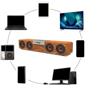 

Bluetooth 5.0 Wireless TV Soundbar 4 Speaker Sound Bar Home Theater Subwoofer 20W Powerful Stereo Wooden Speaker for home PC