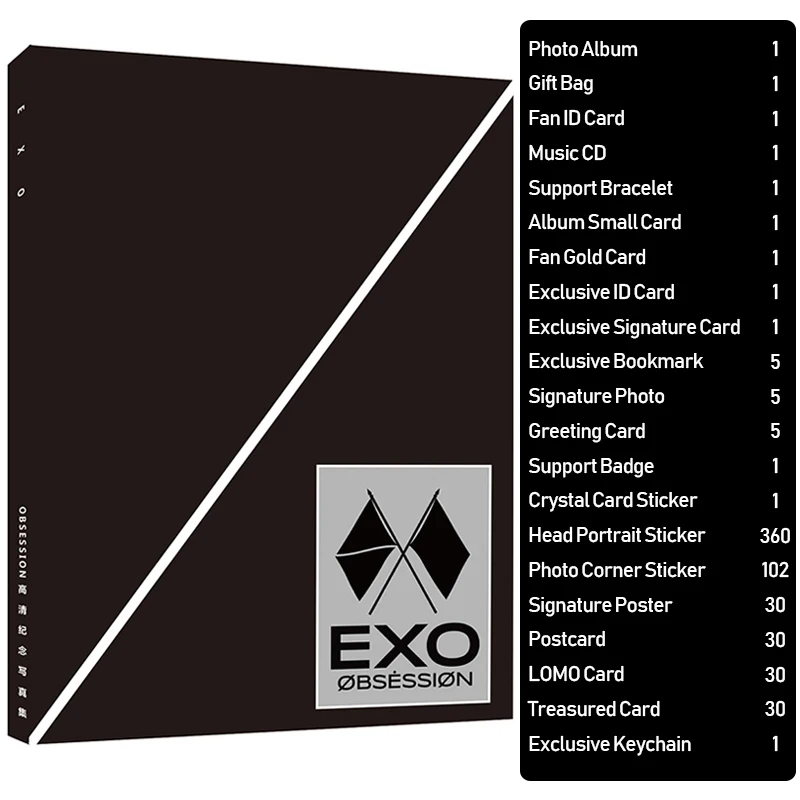Kpop EXO 6-й альбом Набор фотоальбомов Подарочный пакет K-pop Фотокнига плакат BAEKHYUN KAI CHEN CHANYEOL SEHUN SUHO подарки для фанатов