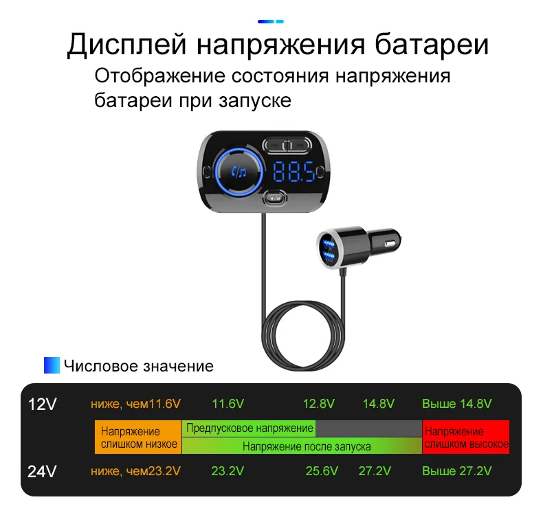 Jilang Bluetooth FM передатчик автомобильный комплект громкой связи беспроводной MP3 плеер двойной USB QC3.0 быстрое зарядное устройство громкой связи красочная атмосфера