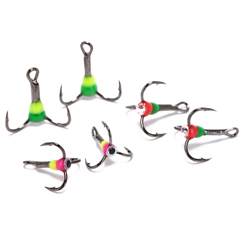 

Winter Ice Fishing Three Anchor Hook Lure Mini Metal Bait Fish 5PCS Hooks SIZE 8#-10# Bait Jigging 2Pcs