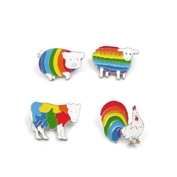 

10pcs Colorful rainbow animals Pin zinc alloy fashion Lapel Pin Button pocket badge accessories