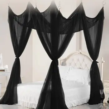 

100% Cotton Mosquito Net Canopy White Black Four Corner Post Student Canopy Bed Mosquito Net Netting Queen King Size 2020