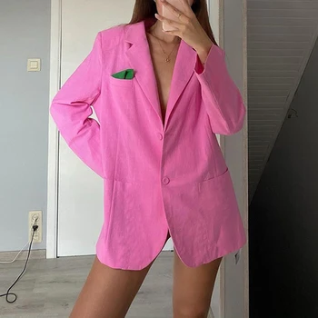 

Solid Color Turn-down Collar Coat Autumn Winter New Female Oversized Coat Simply Fashion Single Breasted Long Outwear Streetwear