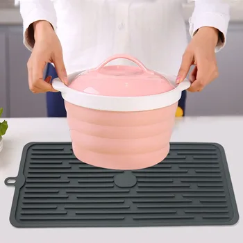 

Foldable Silicone Dish Drying Mat Non-Slip Placemat Tableware Silicone Drain Pad Insulation Pot Mat Kitchen Accessories