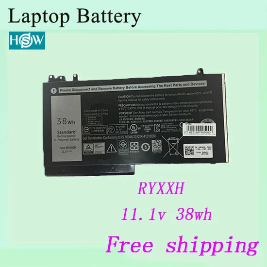 RYXXH Аккумулятор для ноутбука Dell широта 12 5000 3160 E5250 E5450 E5550 батарея