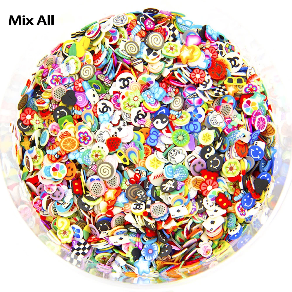 Mix All 1000 шт./упак. мягкой глины гончарное дело и цитрусовые фрукты наполнитель для украшения ногтей и Нейл Арта, набор для Slime Детские сделай сам, аксессуары для украшения дома - Цвет: Mix All