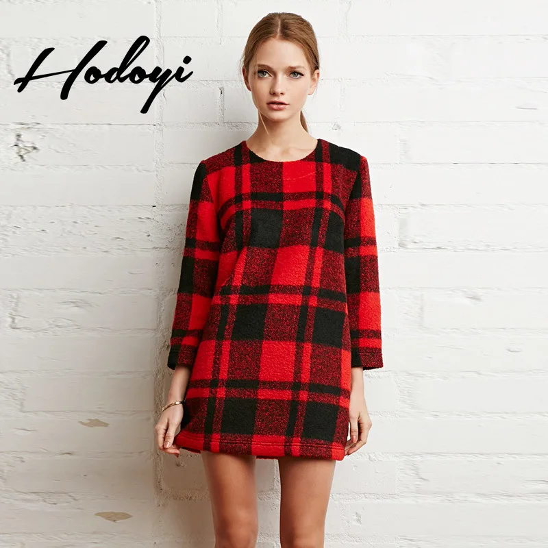 

Hodoyi2018 Autumn And Winter New Style Europe And America Retro Red with Contrasting Black Pattern after Zipper Loose-Fit Long-s