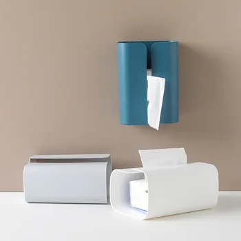 

Tissue Holder Desk Facial Napkin Box Holder Bathroom Wall-Mounted Tissue Box Kitchen Self-Adhesive Tissue Paper Tray Container