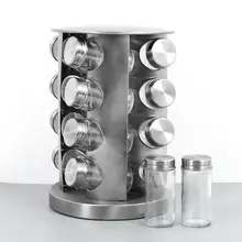 Нержавеющая сталь вращающаяся приправа стеклянная полка для бутылок Стеклянная бутылка стеклянная полка кухонные принадлежности для хранения 18,5x18,5x27,5 см