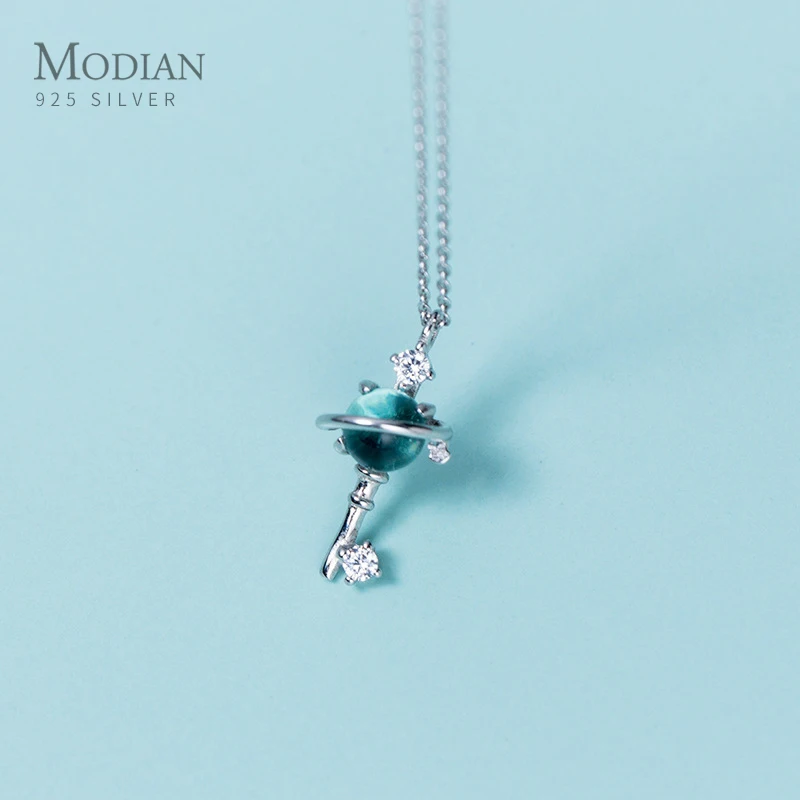 

Modian Fashion Cat Pattern Opal Crystal Keys Necklace Pendants For Women Charm 925 Sterling Silver Chain Party Jewelry S925