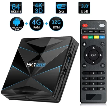 

Android 9.0 TV Box HK1SUPER Rockchip RK3318 Quad Core 64Bit 4GB/32GB Smart TV Box UHD 4K Media Player VP9 H.265 WiFi Set-Top Box