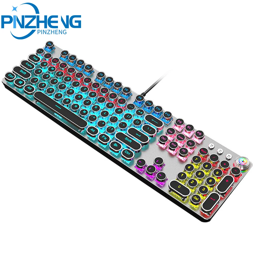 

PINZHEN Game Mechanical Keyboard UBS Wired 104 Key With RGB Backlight Red Blue-yellow Switch For Pc Gamers Gaming Keyboard