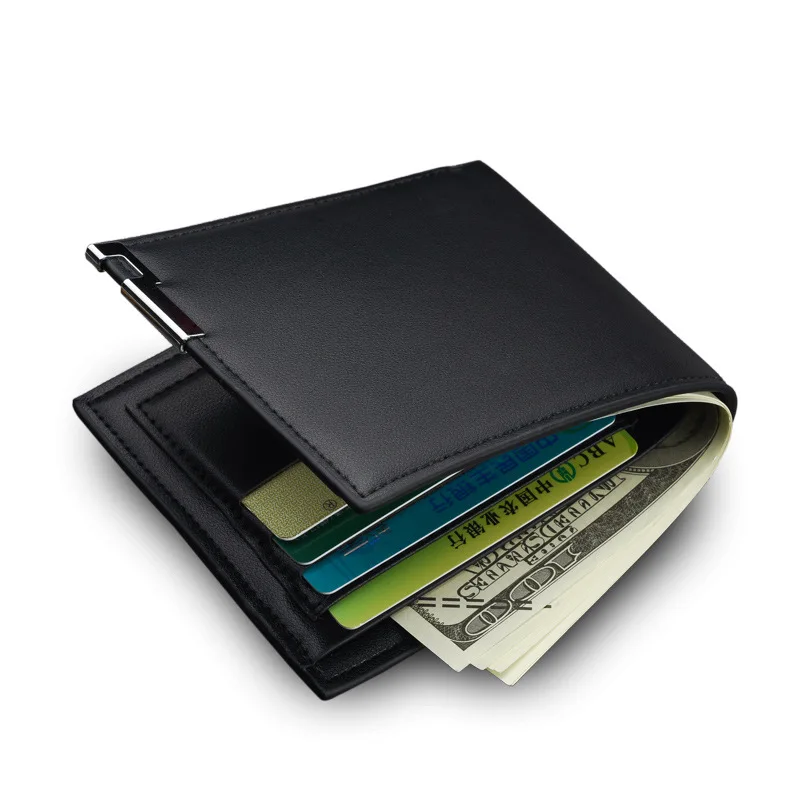 

2019 New Men's Short Wallet Fashion PU Mans Bag Iron Side Youth Man Cross Section Wallets Trend Card Package