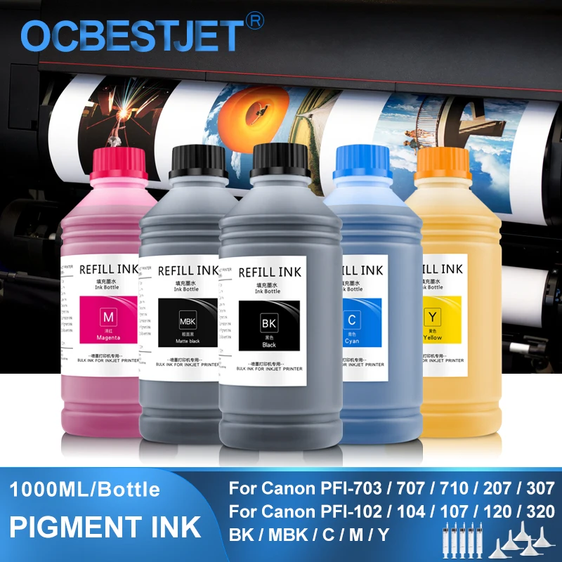 

5×1000ML Pigment Ink For Canon PFI-107 PFI-120 PFI-320 PFI-102 PFI-707 PFI-710 TM-200 TM200 TM-205 TM-300 TM-305 iPF670 iPF680