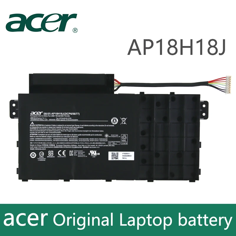 Аккумулятор для ноутбука acer AP18H18J 7,6 V 34.31Wh 4515mAh