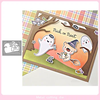 

Spooky Scene frame Metal Cutting Dies for DIY Scrapbooking Photo Album Decorative Embossing Paper Card Crafts Die Cut 2020