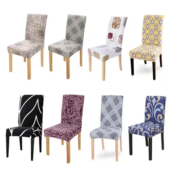 

1pc Printed Dining Chair Covers Geometric Print Chair Cover Stretch Slipcovers Protector Anti-Dust Home Furniture Decor