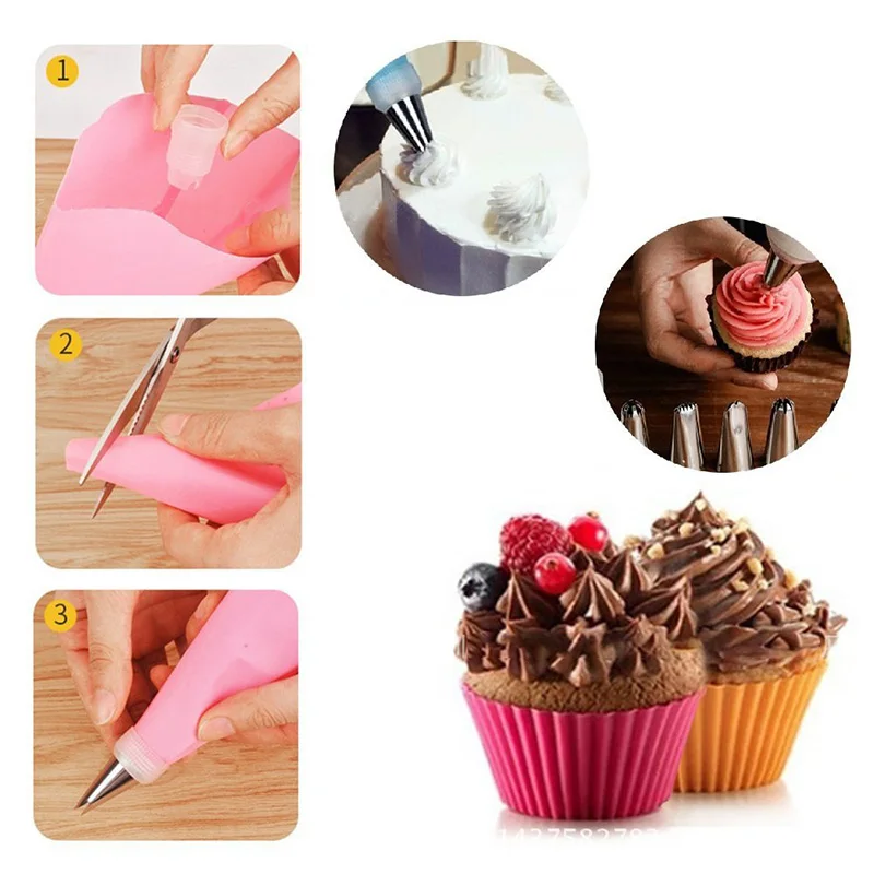 1 Set Pastry Bags Couplers Icing Piping Nozzles Doll Skirt Cake Cream Decorating Mouth Stainless Steel | Дом и сад