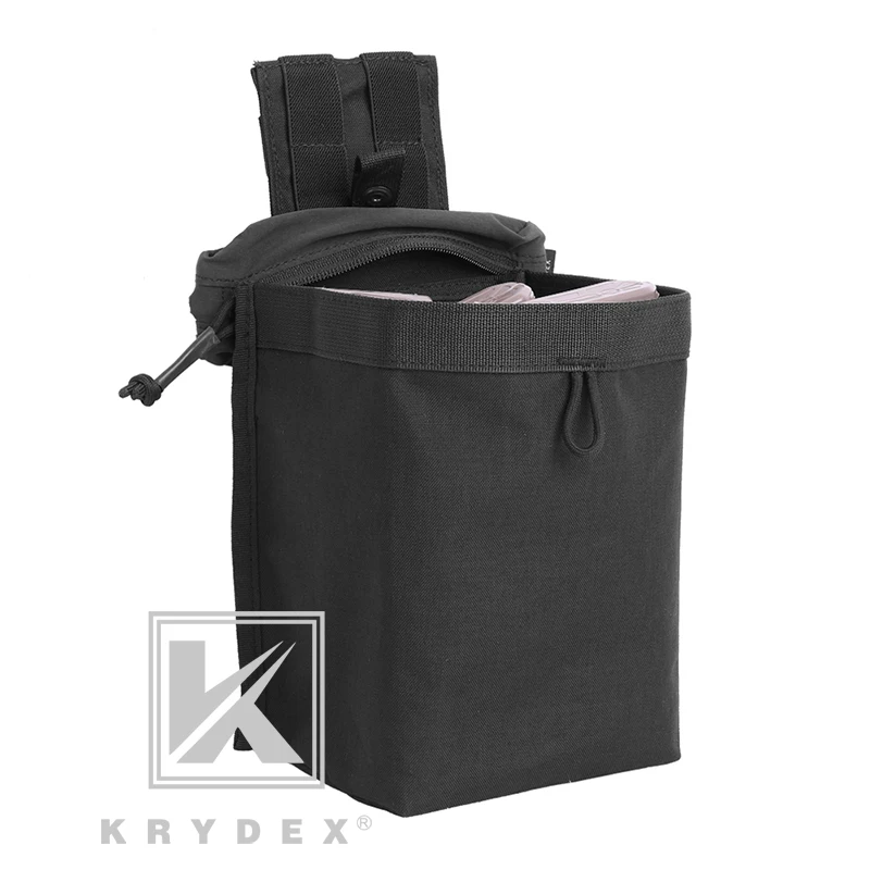 KRYDEX подсумок на молнии, тактический гибкий подсумок, органайзер, Молл, скрытый, свернутый, Молл, сумка на молнии для AR15 BK - Цвет: BK