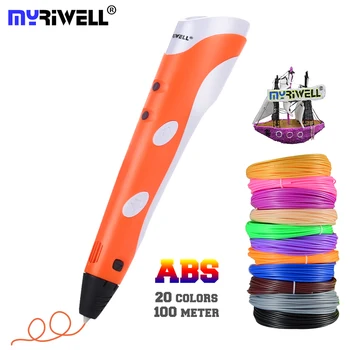 

3D Pen Model 3 D Printer Drawing Magic Printing Pens With 100M Plastic ABS Filament School Supplies For Kid Birthday Gifts