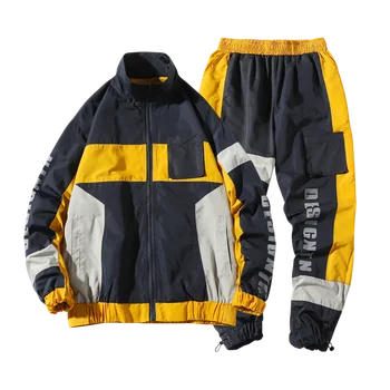 

2019 Men's Hip Hop Tracksuit Men Two Piece Clothing Sets Casual Jacket Pants 2PCS Track Suit Sportswear Sweatsuits