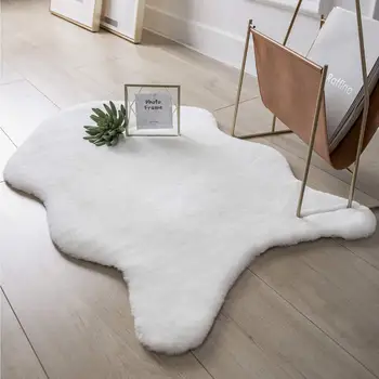 

Artificial Sheepskin Rabbit Hair Floor Rug White Soft Faux Fur Area Rugs Bath Room Fluffy Carpets Lounge Chair Mats