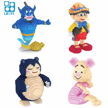 

840pcs+ Diamond Building Blocks Cartoon Disney Aladdin Piglet Pinocchio Figure Model Micro Bricks Toys For Children Gift