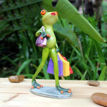

1PC Desktop Bedroom Souvenirs Frog Figurine Car Fashion Shopping Resin Decoration Birthday Gift Living Room Home Decor