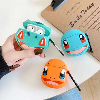 

3D Japan Cute Cartoon Charmander Bulbasaur Squirtle Headphone Cover Silicone Protection Earphone Cases For Apple Airpods 1/2