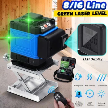 

ZEAST 8/16 Lines Laser Level 3D Self-Leveling 360° Horizontal And Vertical Cross LED Display Super Powerful Green Laser Levels