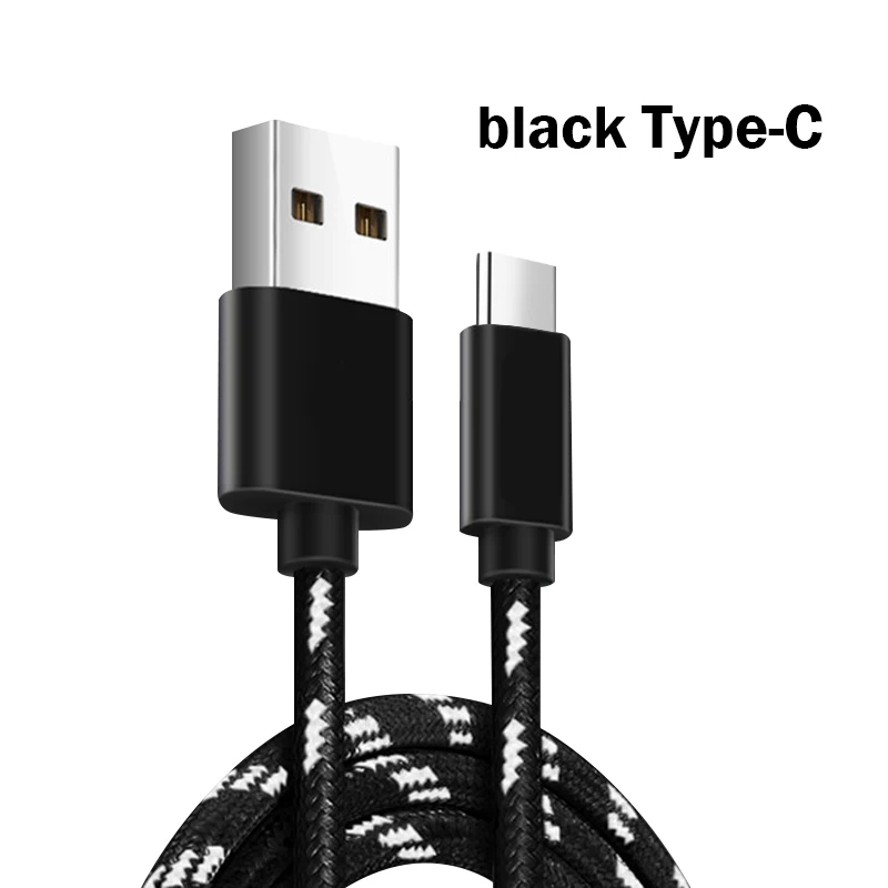 T05 USB Мобильный телефон 2A быстрое зарядное устройство кабель USB зарядная Кабельная линия type-C Micro для iOS 1 м Android супер зарядное устройство USB линия передачи данных - Цвет: Black For Type-C
