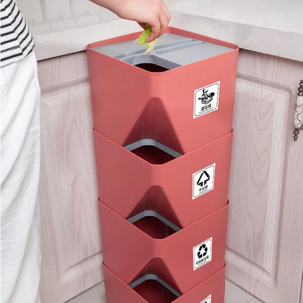 Household Trash Can Stackable Sorting Garbage Bin Recycling Bin Kitchen