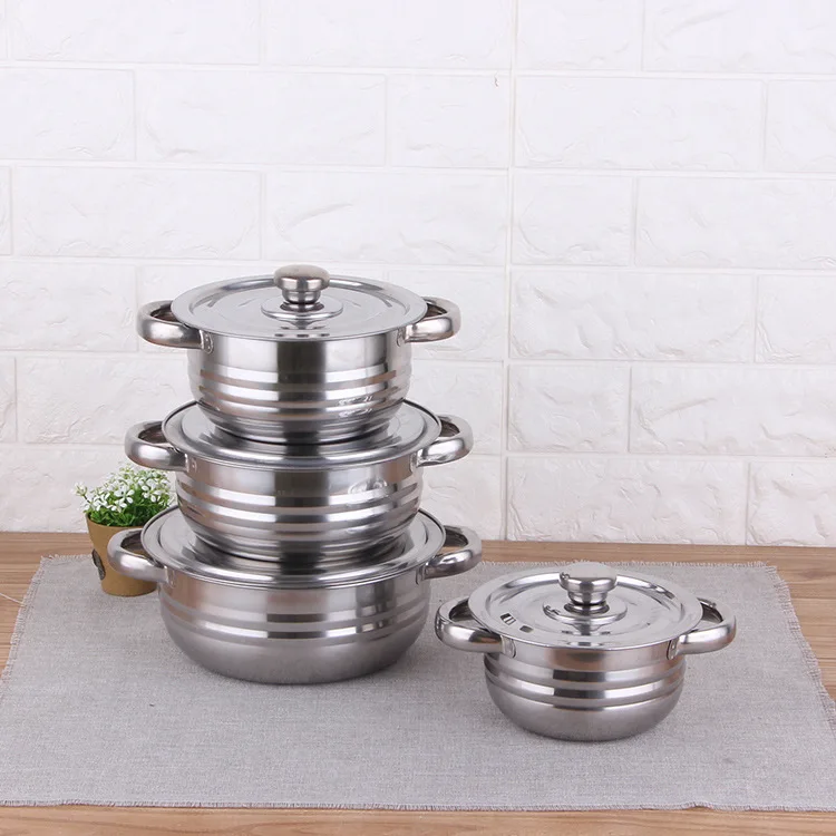

Factory Direct Selling Foreign Trade Four-piece Set Stainless Steel Set Cookware Three-piece Set Export Africa Footfault All-Ste