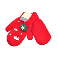 Зимние Детские теплые перчатки с милым рисунком; повседневные модные детские митенки для пальцев; От 3 до 8 лет