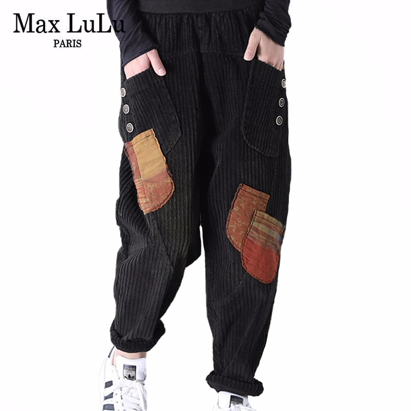 Max LuLu Весна 2020 корейские женские Лоскутные Панталоны свободные винтажные Брюки