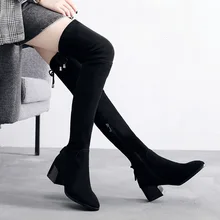 Высокие сапоги; женская зимняя обувь; женские зимние сапоги; коллекция года; Сапоги выше колен; женские тонкие эластичные сапоги; высокие женские сапоги
